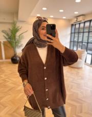 kahve 80258 yumoş triko hırka 2