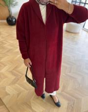 bordo kemerli angora uzun hırka 3