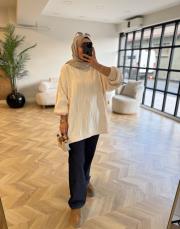 açık krem 50743 triko kazak