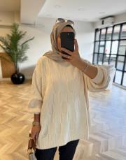 açık krem 50743 triko kazak 2