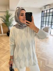 ekru 44155 yumoş triko kazak