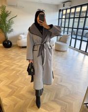 gri kapşonlu palermo kaban