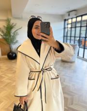 krem kapşonlu palermo kaban 3