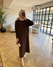 kahve 2514 triko elbise