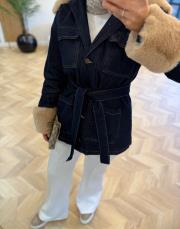 lacivert peluş detaylı denim ceket 2