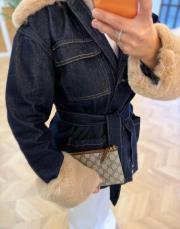 lacivert peluş detaylı denim ceket 3