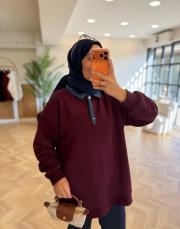 bordo kot garnili sweatshırt 2