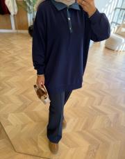 lacivert kot garnili sweatshırt 3