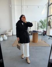 siyah 5038 kuşaklı angora hırka