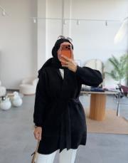siyah 5038 kuşaklı angora hırka 2