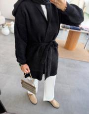 siyah 5038 kuşaklı angora hırka 3