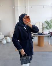 lacivert 5038 kuşaklı angora hırka 3