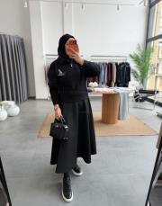 siyah kuş detaylı muadil sweat