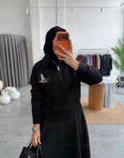 siyah kuş detaylı muadil sweat 2