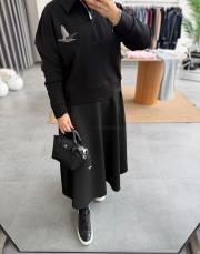 siyah kuş detaylı muadil sweat 3