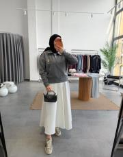 gri kuş detaylı muadil sweat