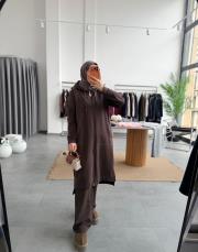 kahve fermuarlı midi boy takım