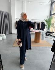 lacivert fermuarlı midi boy takım