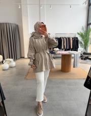 taş apolet detaylı fermuarlı ceket