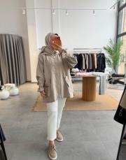 taş apolet detaylı fermuarlı ceket 5