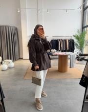 kahve apolet detaylı fermuarlı ceket 2