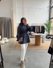 lacivert apolet detaylı fermuarlı ceket