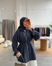 lacivert apolet detaylı fermuarlı ceket 2