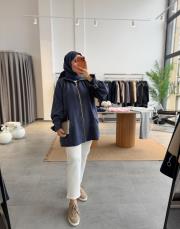 lacivert apolet detaylı fermuarlı ceket 3