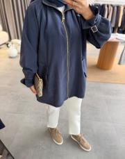 lacivert apolet detaylı fermuarlı ceket 4