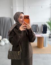 kahve yumoş triko takım 2