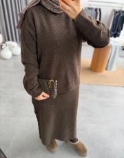 kahve yumoş triko takım 3