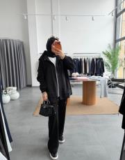 siyah garni detaylı bağcıklı takım 2