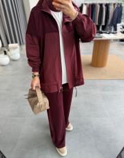 bordo garni detaylı bağcıklı takım 4