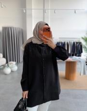 siyah boncuk işlemeli gömlek 2