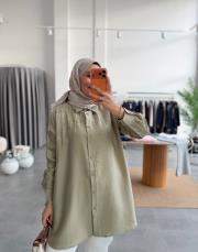 olive boncuk işlemeli gömlek 2