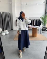 ekru garni detaylı ikili elbise takım 2