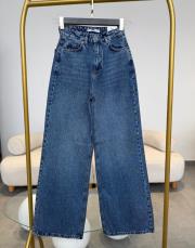 mavi kar yıkama serpme taş detaylı wıde leg pantolon