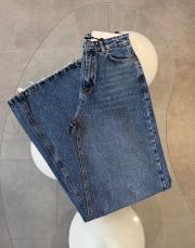 mavi kar yıkama serpme taş detaylı wıde leg pantolon 2