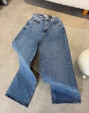 mavi kar yıkama serpme taş detaylı wıde leg pantolon 3