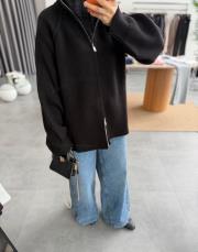 siyah çift fermuarlı triko hırka 4