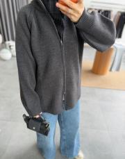 antrasit çift fermuarlı triko hırka 3