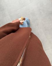 kahve çift fermuarlı triko hırka 4