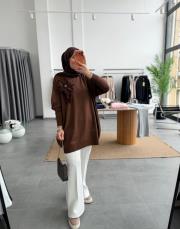 kahve lilyum merserize triko kazak