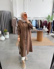 kahve 5675 fermuarlı araboy tunik kap