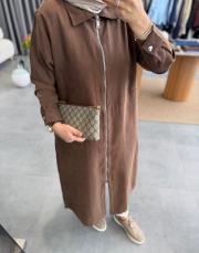 kahve 5675 fermuarlı araboy tunik kap 3