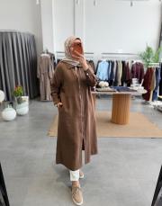 kahve 5675 fermuarlı araboy tunik kap 4