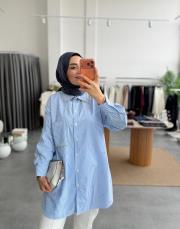 mavi taşlı çizgili gömlek 2