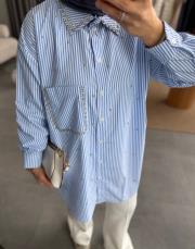 mavi taşlı çizgili gömlek 3