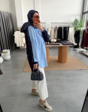 lacivert oysh garnil taşlı gömlek 2