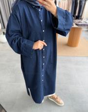 koyu lacivert araboy denim gömlek kap 3